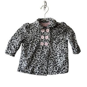 Girls Leopard Black and Gray Fleece Corduroy Jacket size 12 months